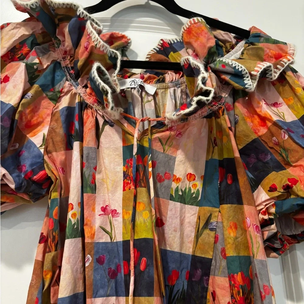 Colorful Patchwork Ruffle Dress - Picture 8 of 11